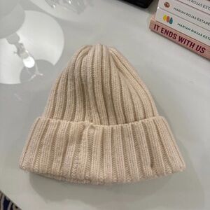 H&M Cream Ribbed Knit Beanie